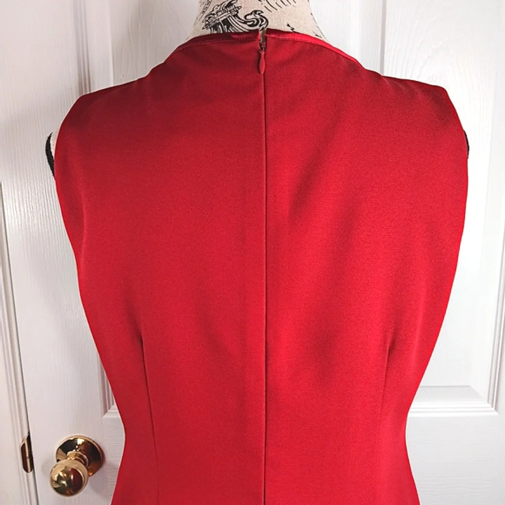 Petite Sophisticate Red Formal Midi Dress Size 8 With Bolero Jacket Wedding - Picture 11 of 16